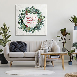 Stupell Industries Come In and Cozy Up Winter Red Holly, 36 x 36, Canvas Wall Art, Off White, rollover