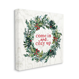 Stupell Industries Come In and Cozy Up Winter Red Holly, 36 x 36, Canvas Wall Art, Off White, large