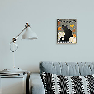 Stupell Industries  Halloween Black Cat Welcome Sign Autumn Farmhouse Charm, 10 x 15, Wood Wall Art, , rollover