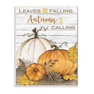 Stupell Industries Leaves Falling Autumn Calling Quote Farm Harvest, 10 x 15, Wood Wall Art, , large