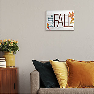 Stupell Industries Hello Fall Planked Look Autumn Foliage, 10 x 15, Wood Wall Art, , rollover