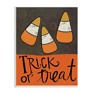 Stupell Industries Trick or Treat Halloween Greeting Patterned Candy Corn, 10 x 15, Wood Wall Art, Orange, large