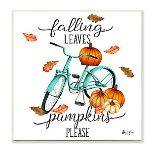 Stupell Industries Falling Leaves Pumpkins Please Autumn Bicycle, 12 x 12, Wood Wall Art, , large
