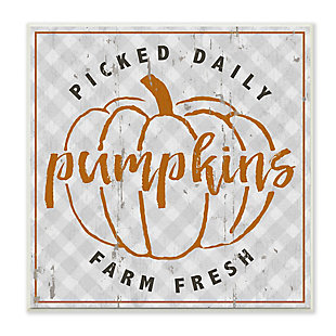Stupell Industries  Farm Picked Pumpkins Charming Autumn Plaid, 12 x 12, Wood Wall Art, , large