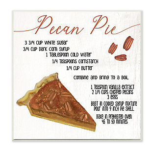 Stupell Industries Charming Pecan Pie Recipe Autumn Harvest Dessert, 12 x 12, Wood Wall Art, , large