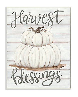 Stupell Industries  Farm Fresh Harvest Blessing Sign White Pumpkins, 13 x 19, Wood Wall Art, , large