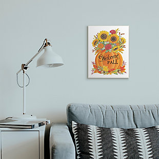 Stupell Industries Welcome Fall Phrase Autumn Pumpkin Sunflower Florals, 13 x 19, Wood Wall Art, , rollover