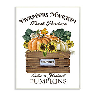 Stupell Industries  Farmers Market Autumn Harvest Charming Pumpkin, 13 x 19, Wood Wall Art, , large