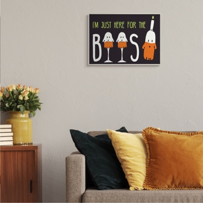 Stupell Industries Here for the Boos Phrase Halloween Ghost Pun Wall Art, Gray