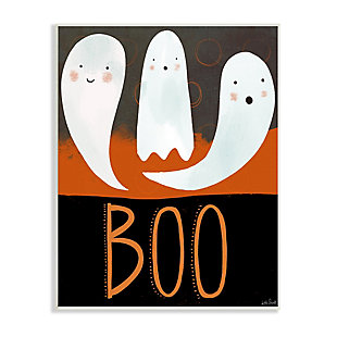 Stupell Industries  Boo Halloween Festive Phrase Whimsical Happy Ghosts, 13 x 19, Wood Wall Art, , large