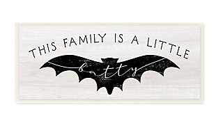 Stupell Industries  Family's a Little Batty Phrase Festive Halloween Pun, 7 x 17, Wood Wall Art, , large