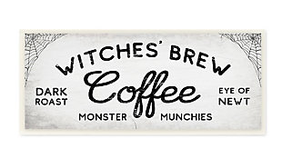 Stupell Industries  Witches' Brew Coffee Charming Halloween Design, 7 x 17, Wood Wall Art, , large