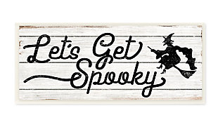 Stupell Industries Let's Get Spooky Phrase Rustic Halloween Witch, 7 x 17, Wood Wall Art, , large