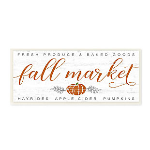 Stupell Industries Charming Fall Market Sign Autumn Pumpkin, 7 x 17, Wood Wall Art, , large