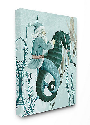 Stupell Industries Sea Santa Ocean Christmas Holiday Blue Green Design Canvas Wall Art, Multi, large
