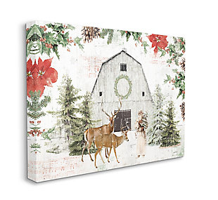 Stupell Industries Rustic Holiday Barn Animals Seasonal Christmas Winter Canvas Wall Art, Off White, large