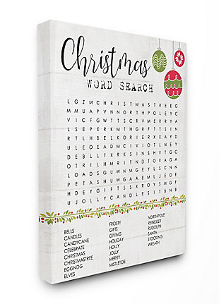 Stupell Industries Christmas Word Search Holiday Activity Text Design Canvas Wall Art, Off White, large