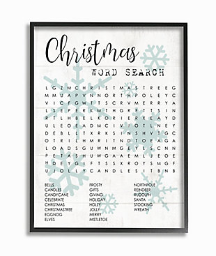 Stupell Industries Winter Holiday Word Search Activity Christmas Phrases Framed Wall Art, , large