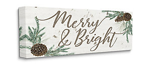Stupell Industries  Merry and Bright Festive Country Winter Sign Canvas Wall Art, Off White, large