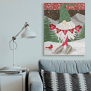 Stupell Industries Winter Holiday Gnome with Festive 'Cheer' Display Canvas Wall Art, Off White, rollover