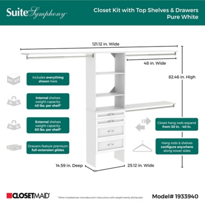 ClosetMaid SuiteSymphony 25-Inch Tower Closet Organizer with Top