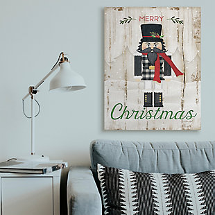 Stupell Industries Merry Christmas Holiday Phrase Winter Nutcracker Canvas Wall Art, Tan, rollover