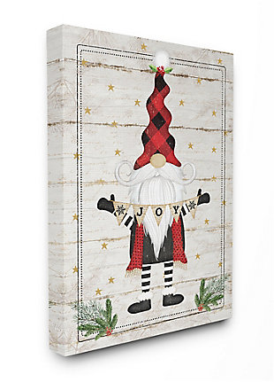 Stupell Industries Whimsical Holiday Gnome with Winter Joy Sentiments Canvas Wall Art, Beige, large