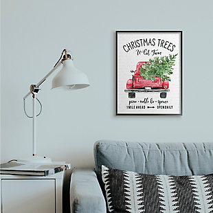 Stupell Industries Christmas Red Farm Truck with Winter Pine Framed Wall Art, Off White, rollover