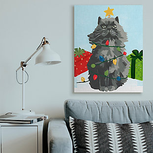 Stupell Industries Black Cat Festive Holiday Lights Christmas Pet Canvas Wall Art, Multi, rollover