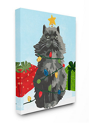 Stupell Industries Black Cat Festive Holiday Lights Christmas Pet Canvas Wall Art, Multi, large