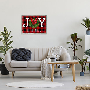 Stupell Industries Joy To World Christmas Charm Buffalo Plaid , 24 x 30, Framed Wall Art, , rollover