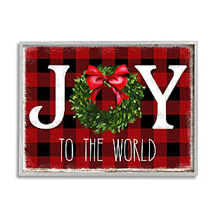 Stupell Industries Joy To World Christmas Charm Buffalo Plaid , 24 x 30, Framed Wall Art, , large