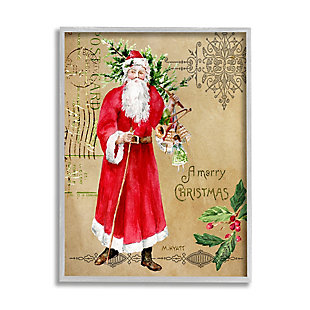 Stupell Industries Vintage Santa Claus Vintage Christmas Postal Design Framed Wall Art, , large