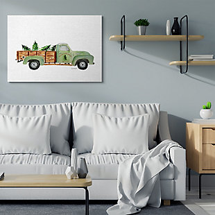 Stupell Industries Santa's Christmas Tree Farm Green Vintage Truck Canvas Wall Art, White, rollover