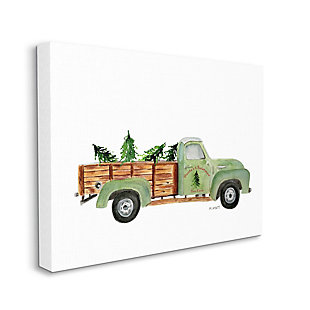Stupell Industries Santa's Christmas Tree Farm Green Vintage Truck Canvas Wall Art, White, large