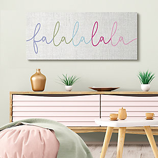 Stupell Industries Falalalala Holiday Phrase Cursive Rainbow Text Canvas Wall Art, Off White, rollover