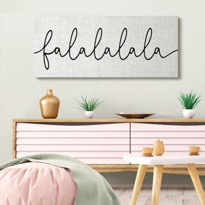 Stupell Industries Falalalala Holiday Phrase Minimal Black White Text Canvas Wall Art, Off White, rollover