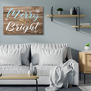 Stupell Industries Rustic Merry and Bright Festive Christmas Phrase Canvas Wall Art, Brown, rollover