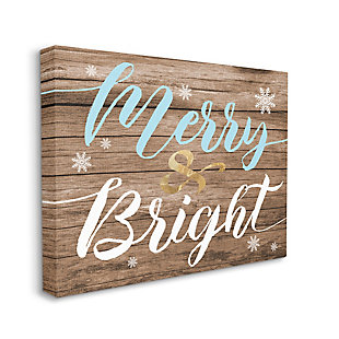 Stupell Industries Rustic Merry and Bright Festive Christmas Phrase Canvas Wall Art, Brown, large