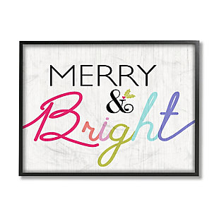 Stupell Industries Merry and Bright Whimsical Rainbow Colors Framed Wall Art, White, large