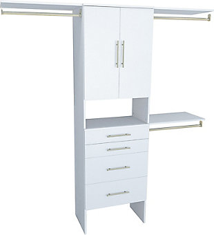 SuiteSymphony 4-Drawer 2-Door 25" Tower Modern Closet Organization System, Pure White, rollover