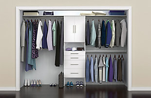 SuiteSymphony 4-Drawer 2-Door 25" Tower Modern Closet Organization System, Pure White, large