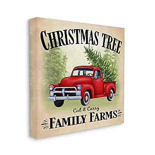 Stupell Industries Red Holiday Truck Family Christmas Tree Farms Canvas Wall Art, Beige, large