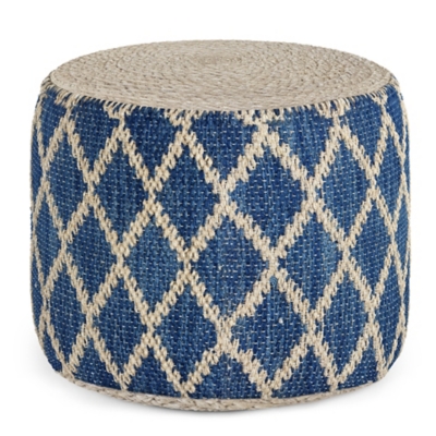 Simpli Home Edgeley Pouf, Classic Blue/Natural, large