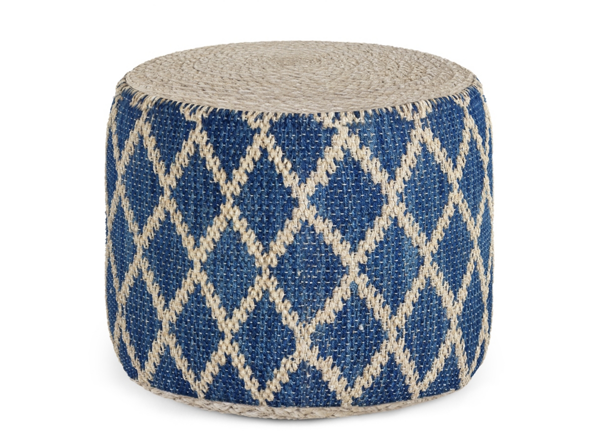 Simpli Home Edgeley Pouf, Classic Blue/Natural, large