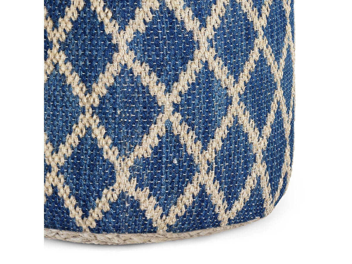 Simpli Home Edgeley Pouf, Classic Blue/Natural, large
