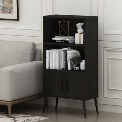 Furinno Claude 2-Shelf Accent Cabinet, Espresso