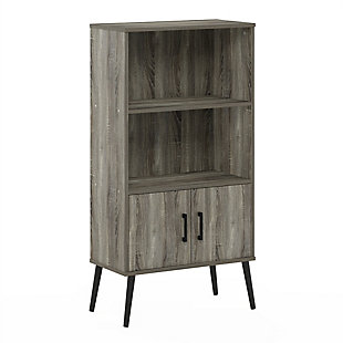 Furinno Claude 2-Shelf Accent Cabinet, French Oak Gray, large