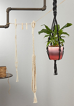 Saro Lifestyle Macrame Plant Hanger With Tasseled End, , rollover