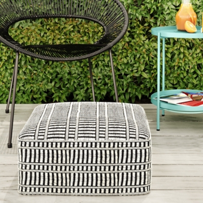 Mathis Square Woven Outdoor/ Indoor Pouf